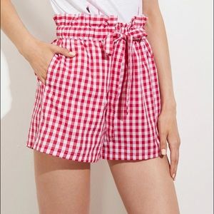 Shein Paperbag Red Gingham Shorts - Medium
